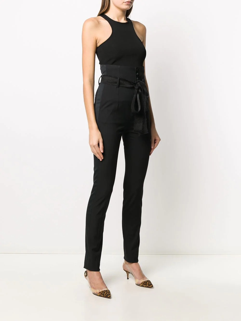 high-waisted slim-fit trousers - 3