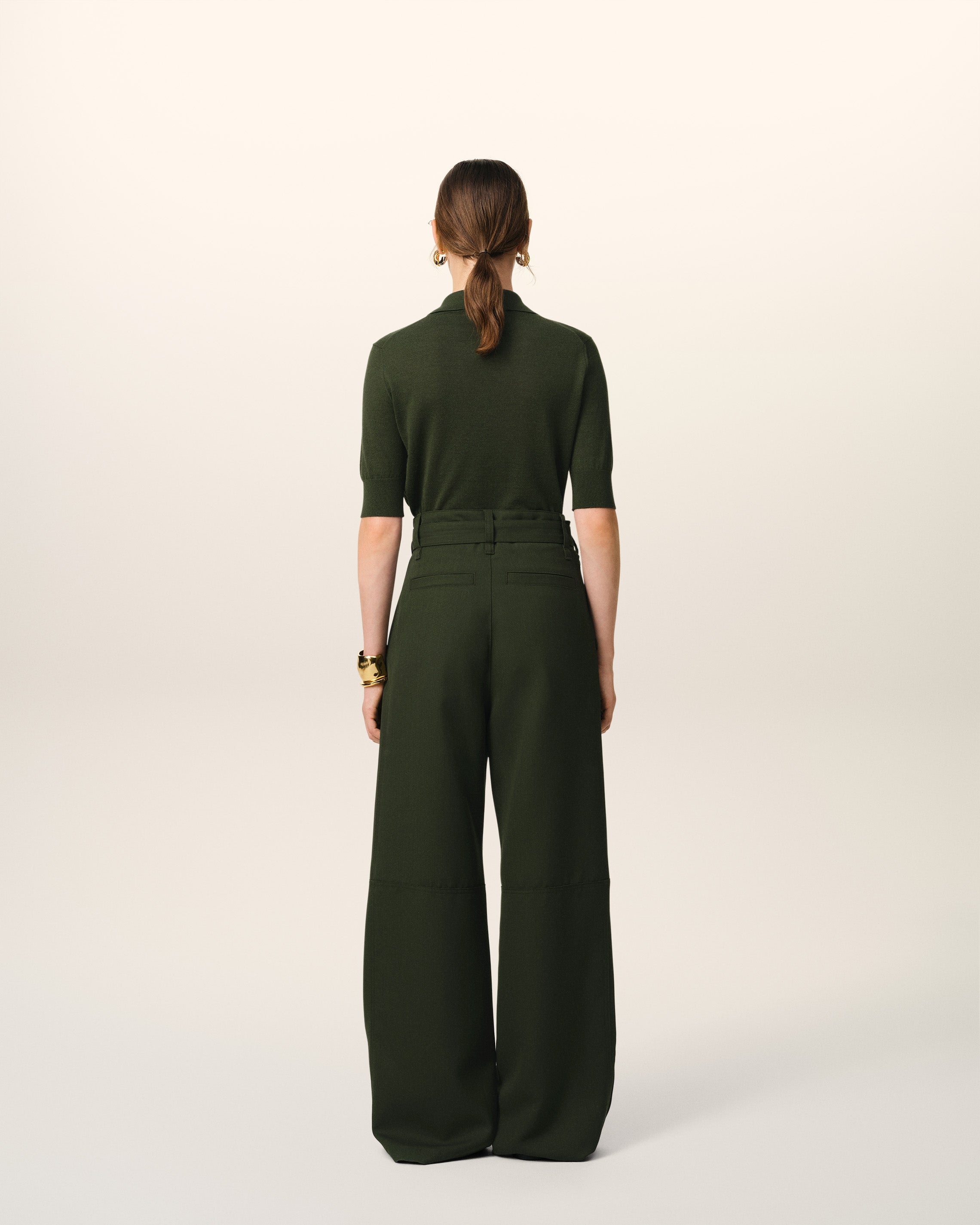 GREEN WOOL TONAL AMI DE COEUR POLO - 4