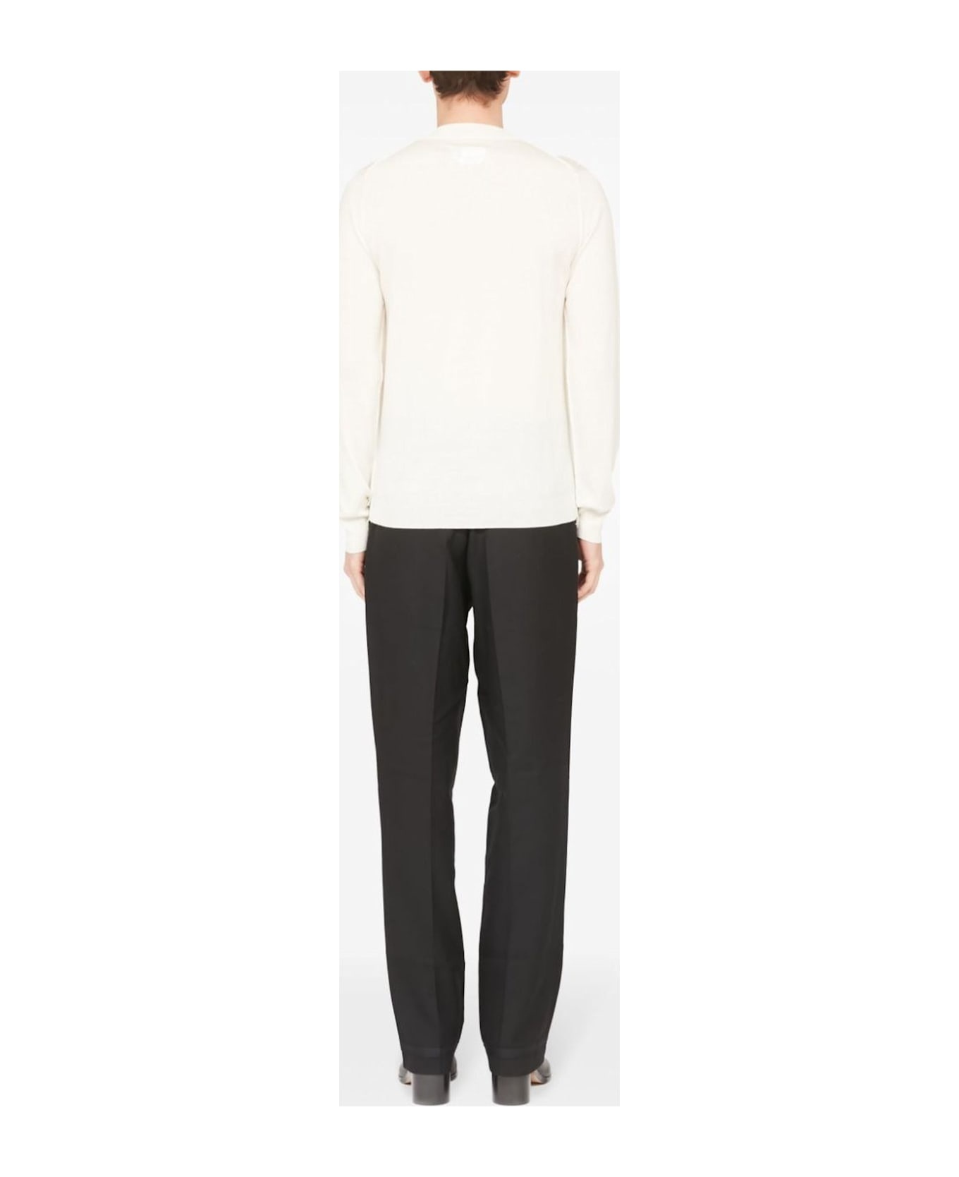 Rib Trim Plain Long-sleeved Sweater - 2
