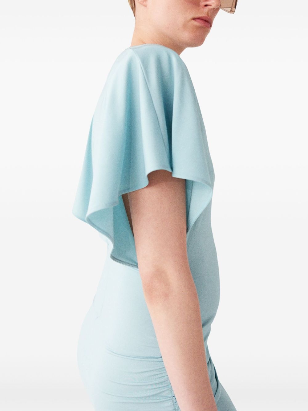 padded-shoulder short-sleeve midi dress - 7