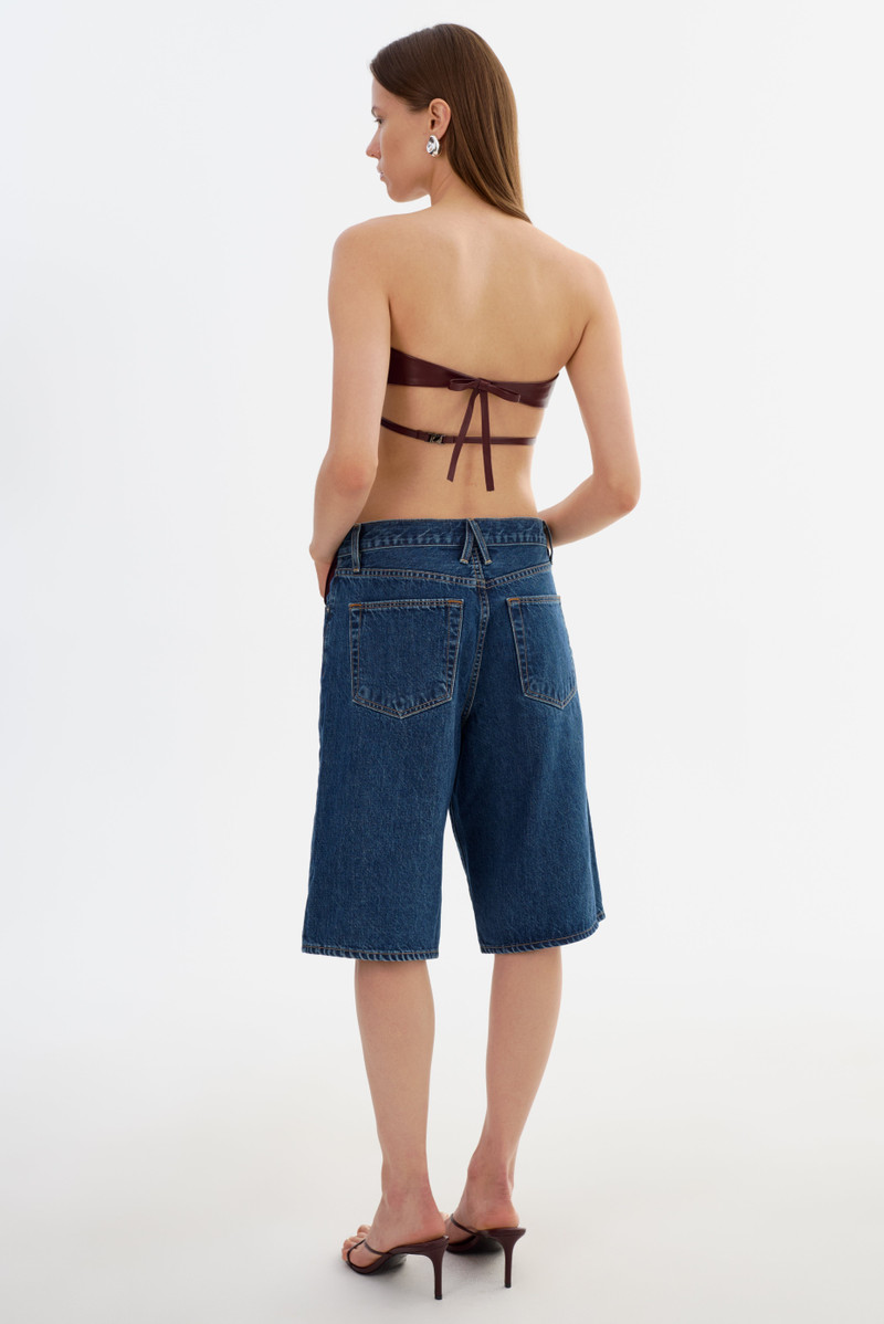 KATYA | Faux Leather Open Back Strapless Top 6
