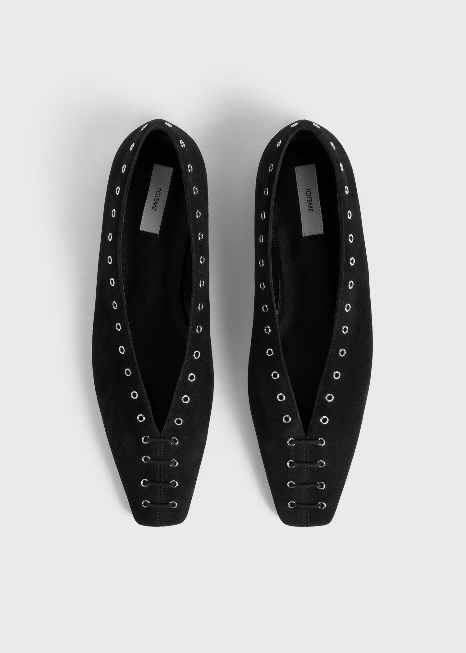 Suede lace-up ballerinas black - 5