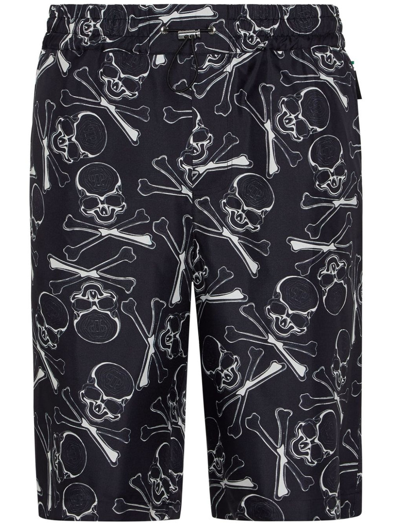 skull-print silk shorts 1