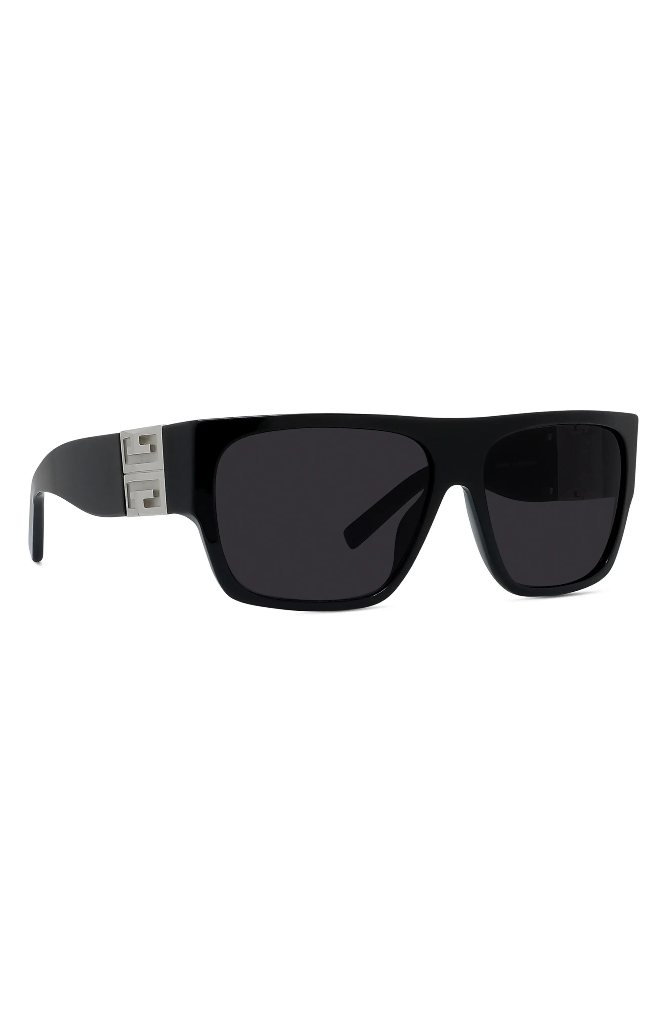 4G Rectangular Sunglasses in Shiny Black /Smoke - 6