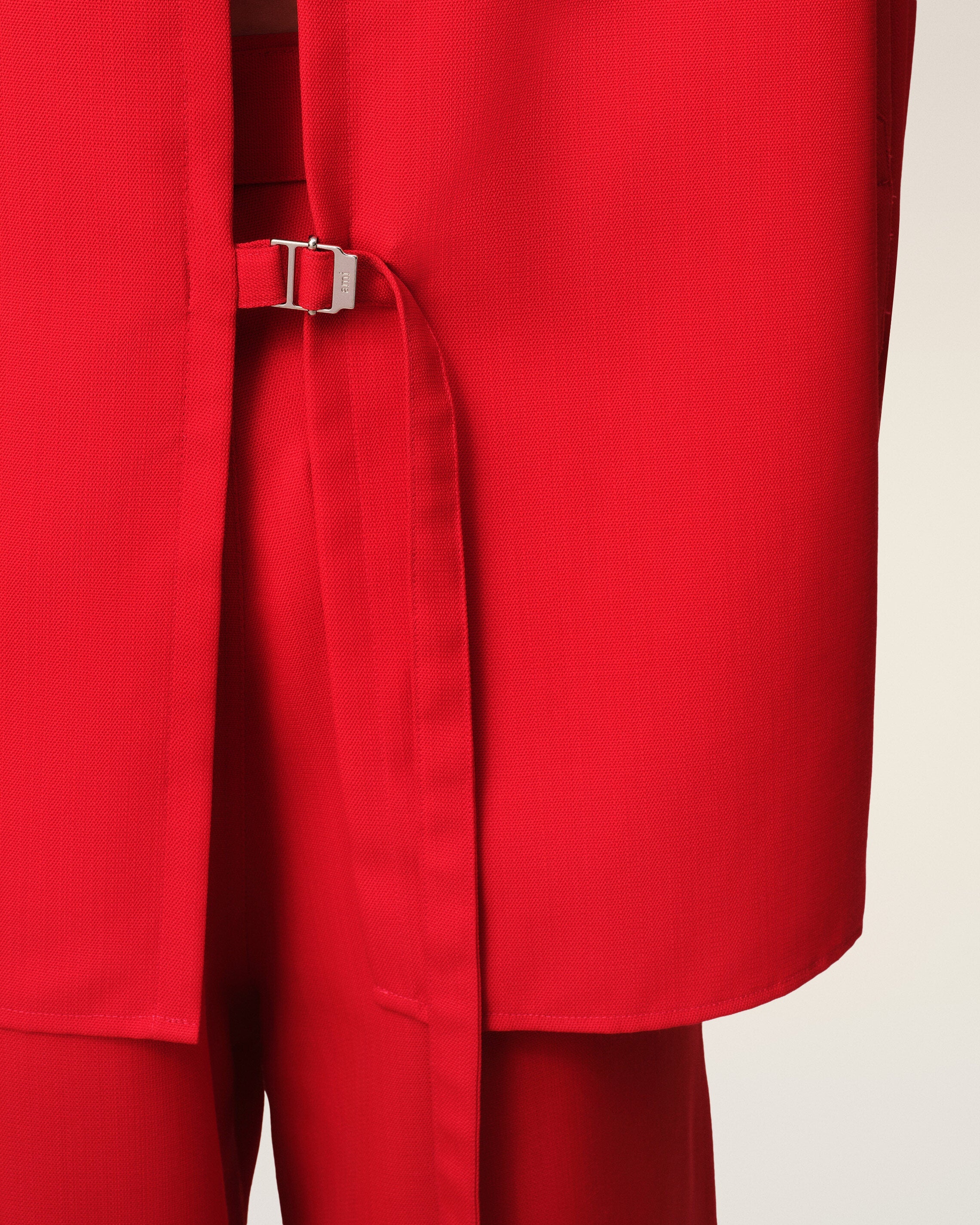 RED WOOL BACK SLIT LOOSE SHIRT - 4