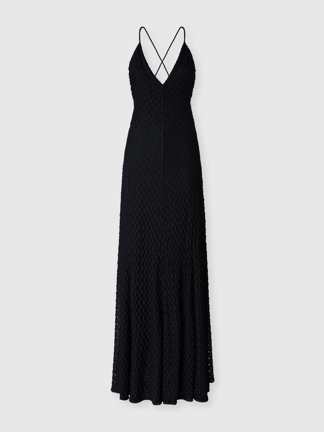 Long viscose dress with V-neck lace - 1