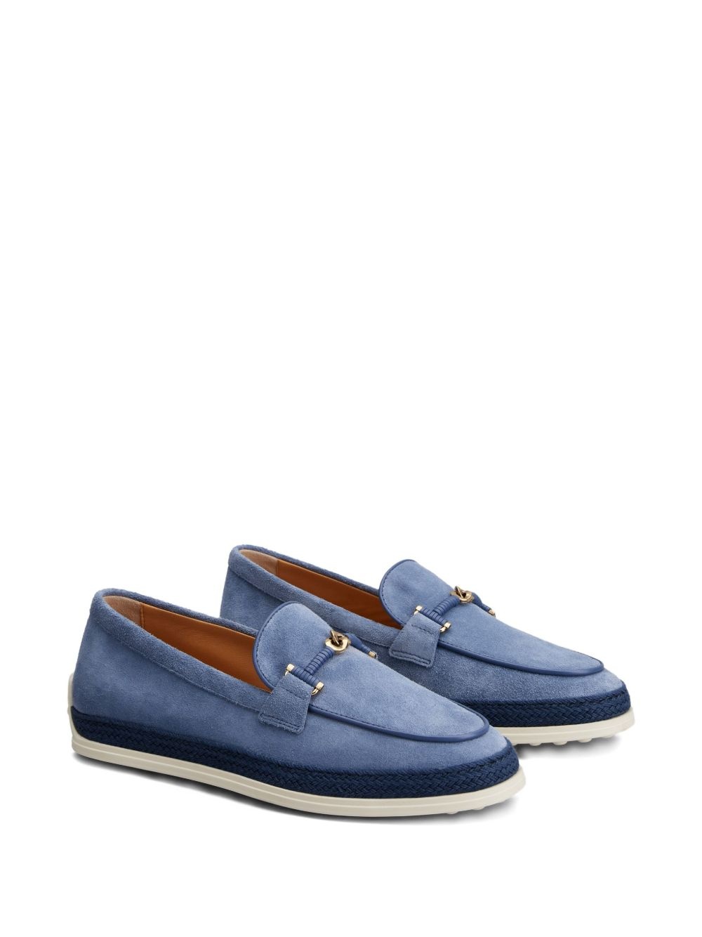 rafia-trimmed suede loafers - 2