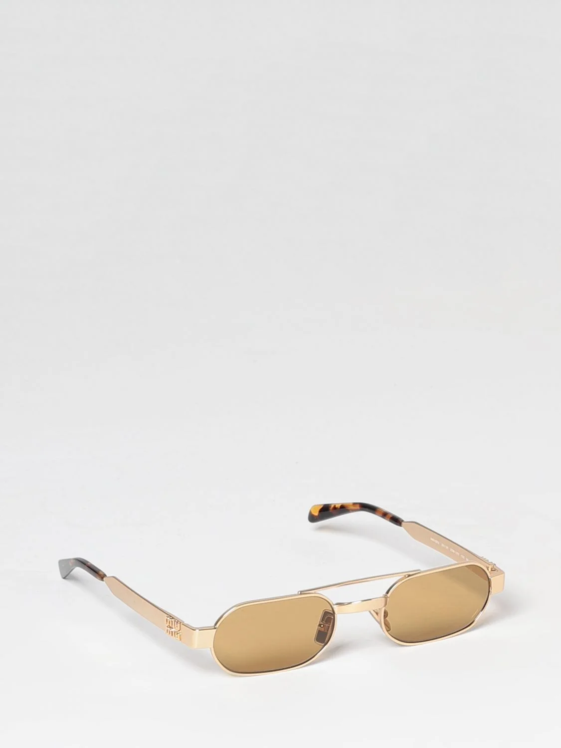 MIU MIU Aviator Metal Sunglasses with Double Bridge and Tortoiseshell Temples - 1