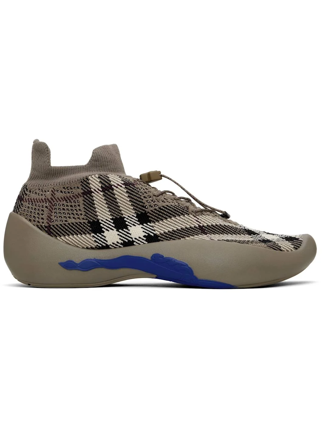 Taupe Check Knit Neptune Sneakers - 1