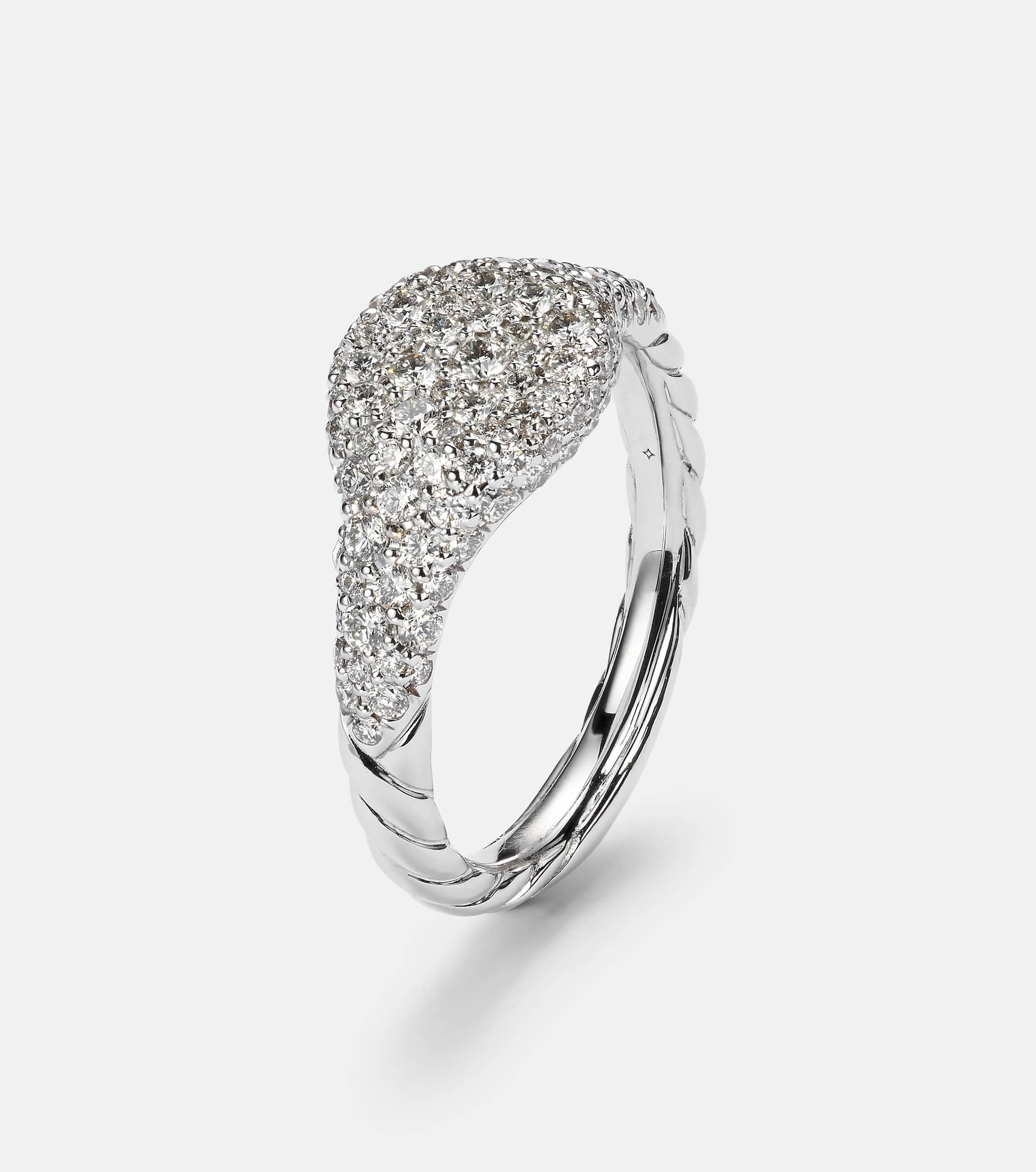 18kt white gold pinky ring with diamonds - 4