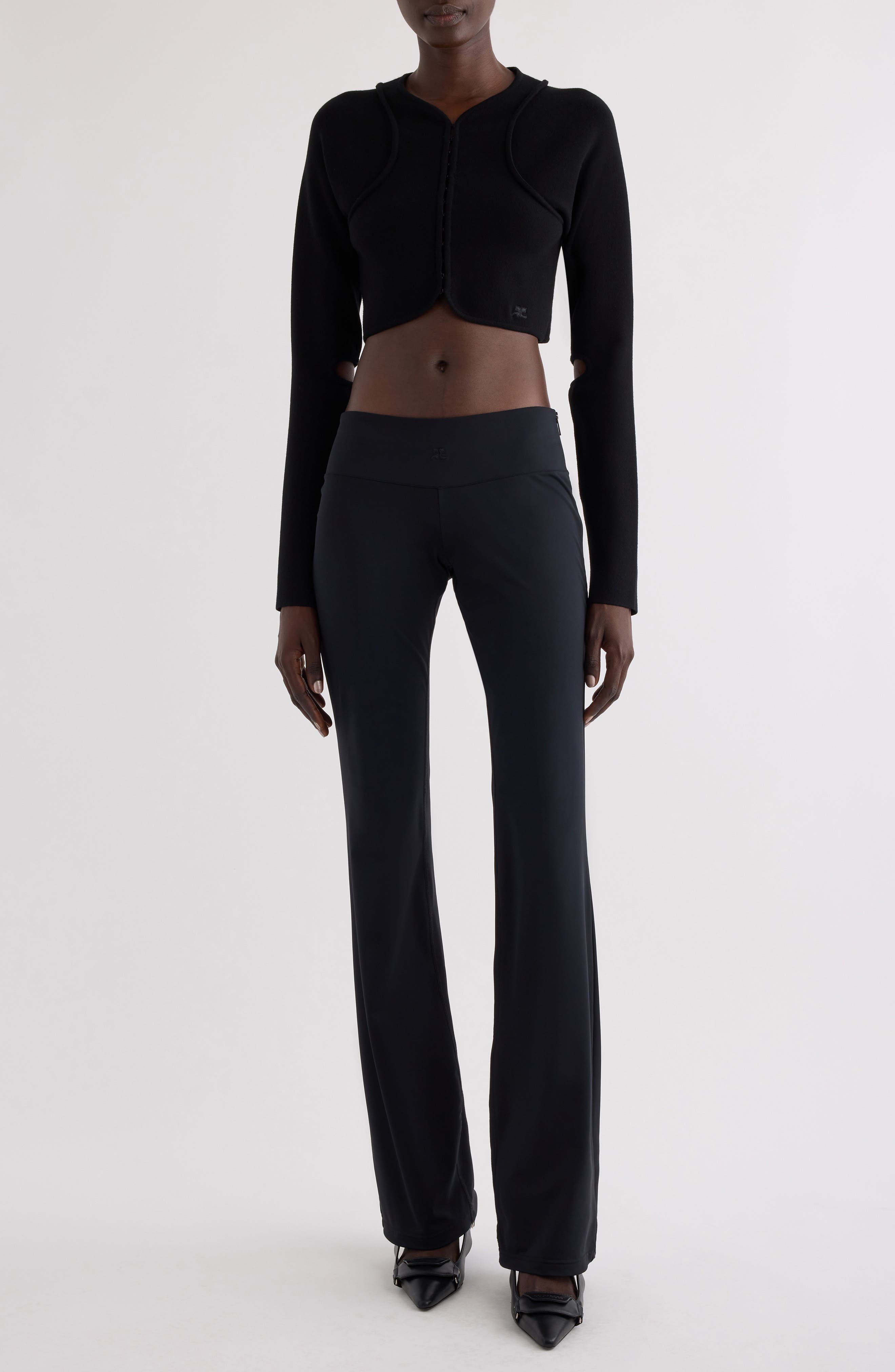 Courrèges Cutout Scuba Knit Cardigan in Black at Nordstrom - 2