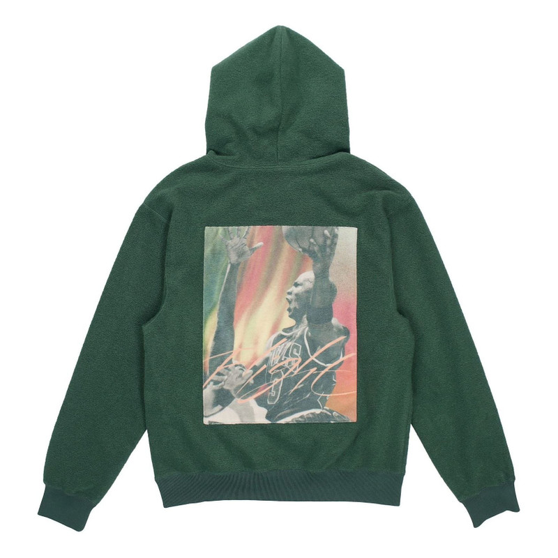 Jordan Men's Air Jordan Hooded Casual Printing Sports Plush Pullover Green DC9585-333 outlook