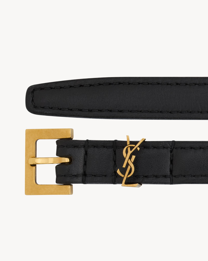 SAINT LAURENT cassandre extra thin belt in smooth leather outlook