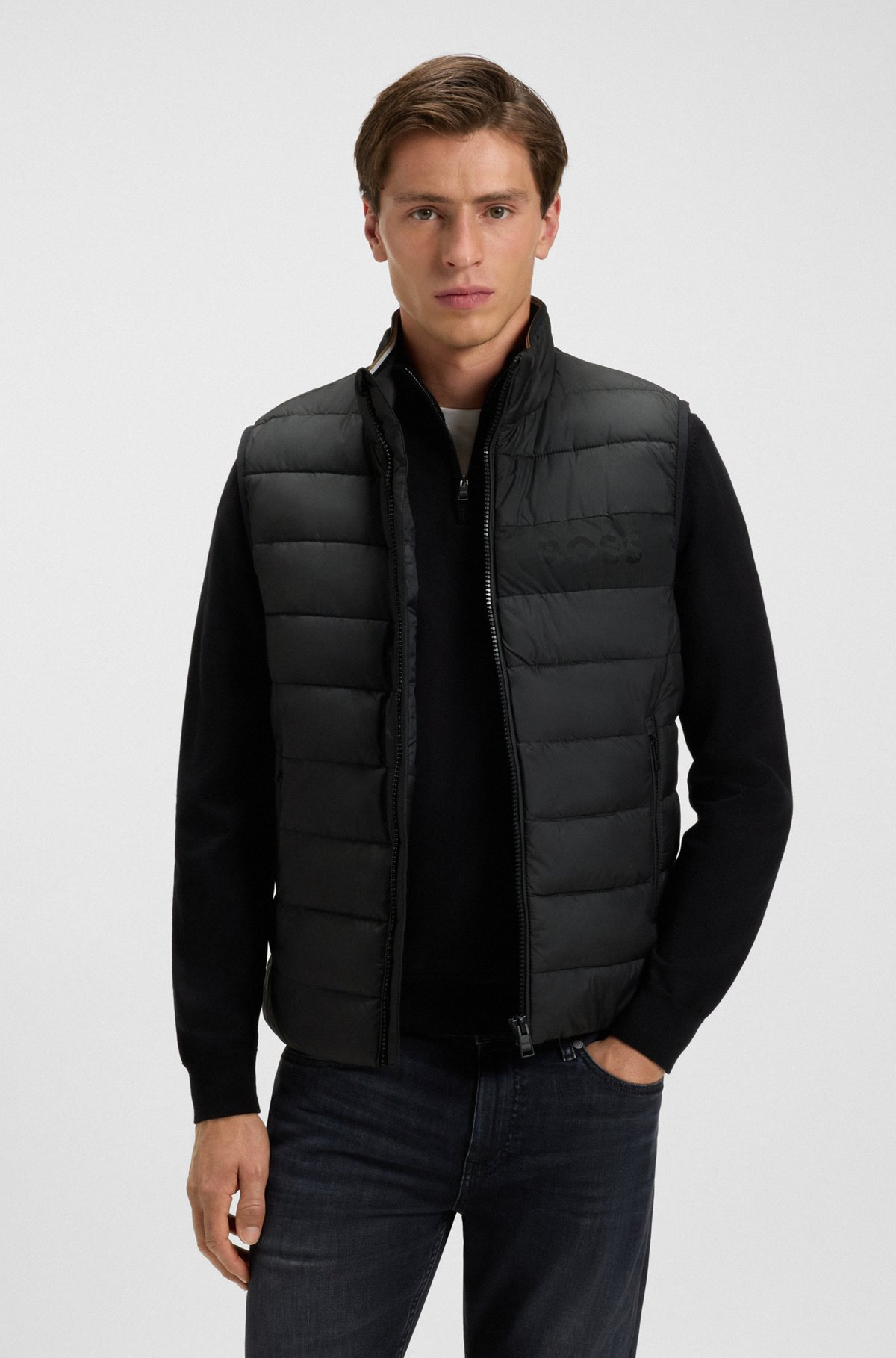 REGULAR-FIT WATER-REPELLENT GILET WITH TONAL LOGO - 2