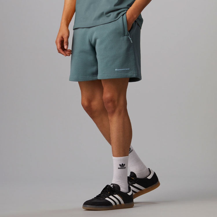 adidas x Pharrell Humanrace Small Logo Shorts 'Grey Blue' HJ7068 - 5