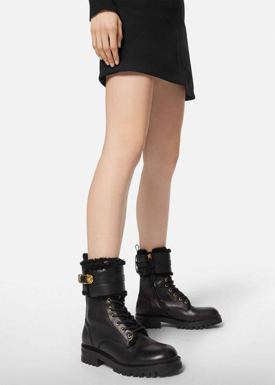 VERSACE Safety Pin Leather Lace-Up Boots outlook