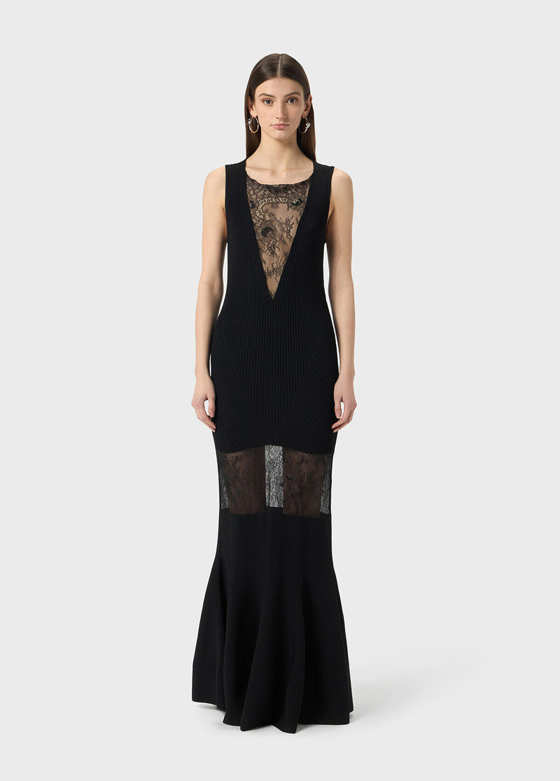 Blumarine LONG KNIT DRESS WITH LACE outlook