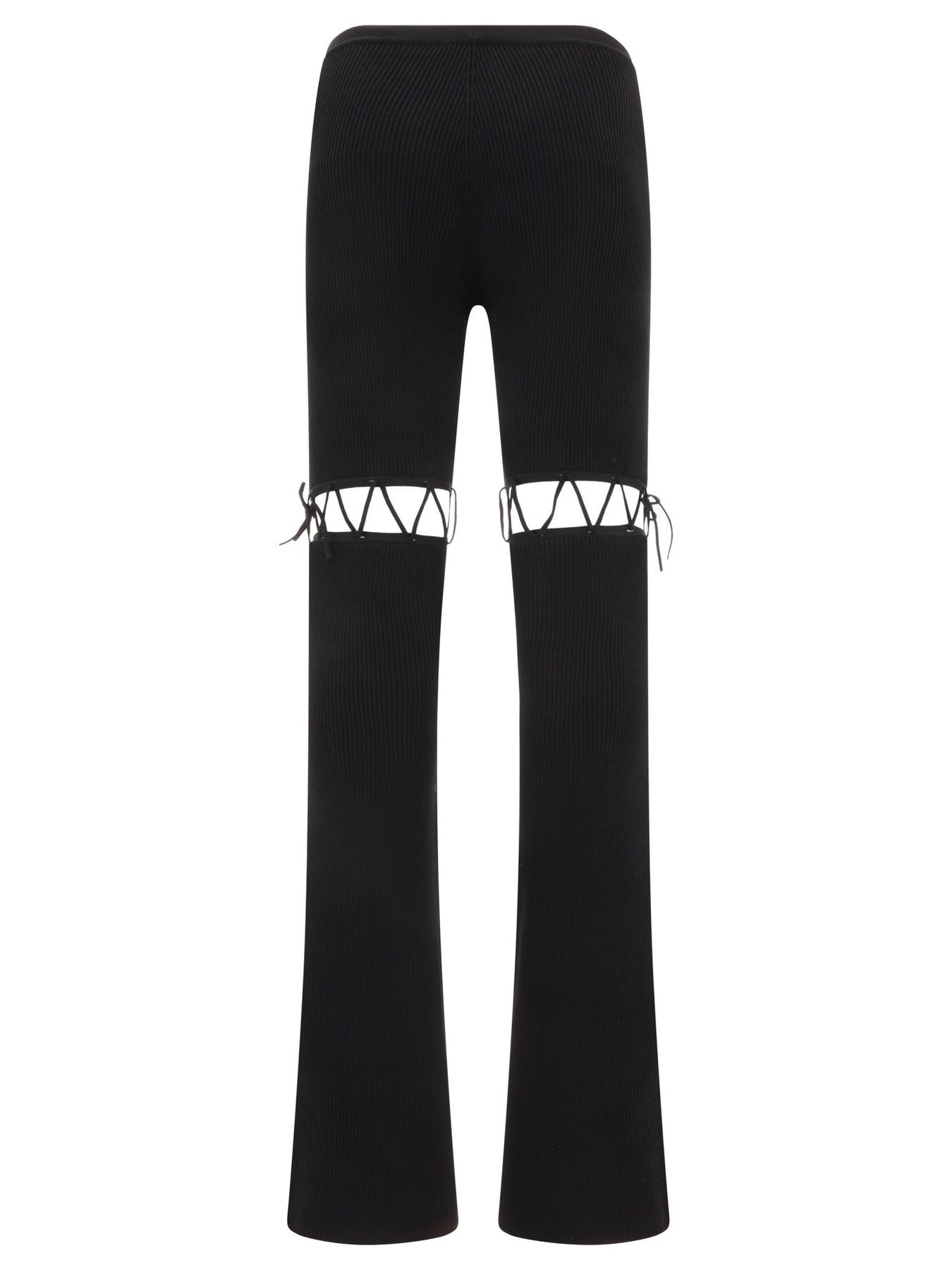 Flared Laced Leggings Trousers Black - 2