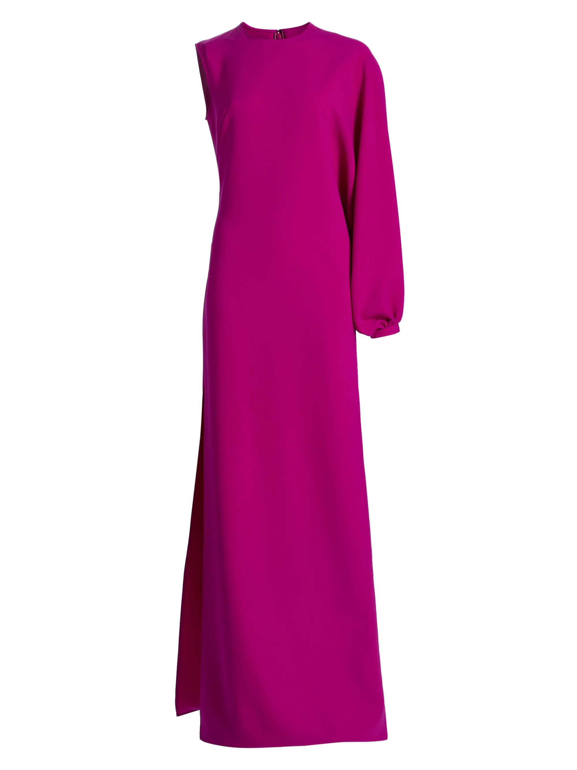 Women's Asymmetric Balloon-Sleeve Column Gown - Magenta - 1