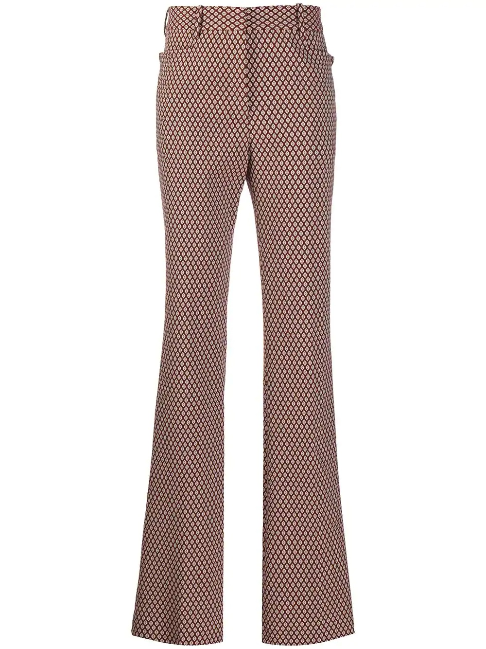 geometric pattern flared trousers - 1