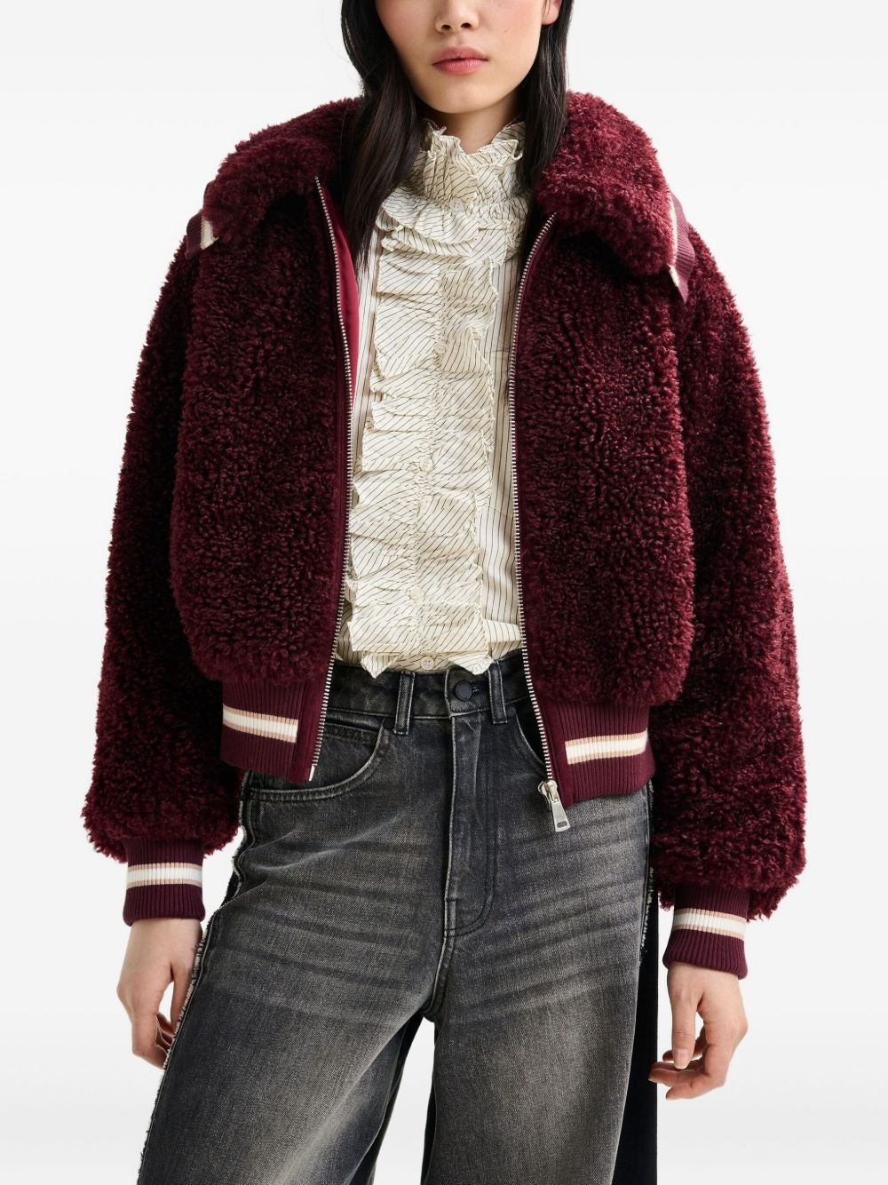 faux-fur zip-up jacket - 3
