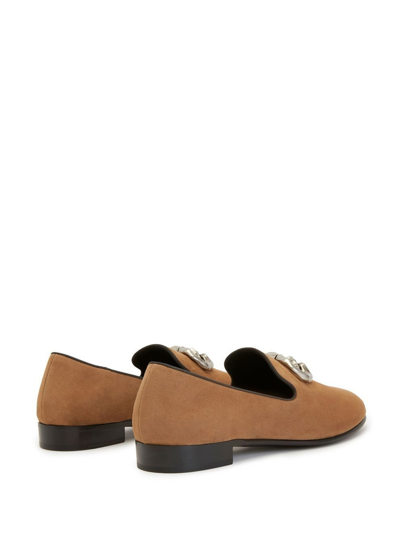 logo-plaque leather loafers 3