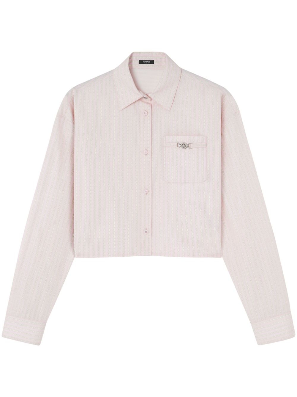 Versace Pinstripe Chain boxy short shirt - 1
