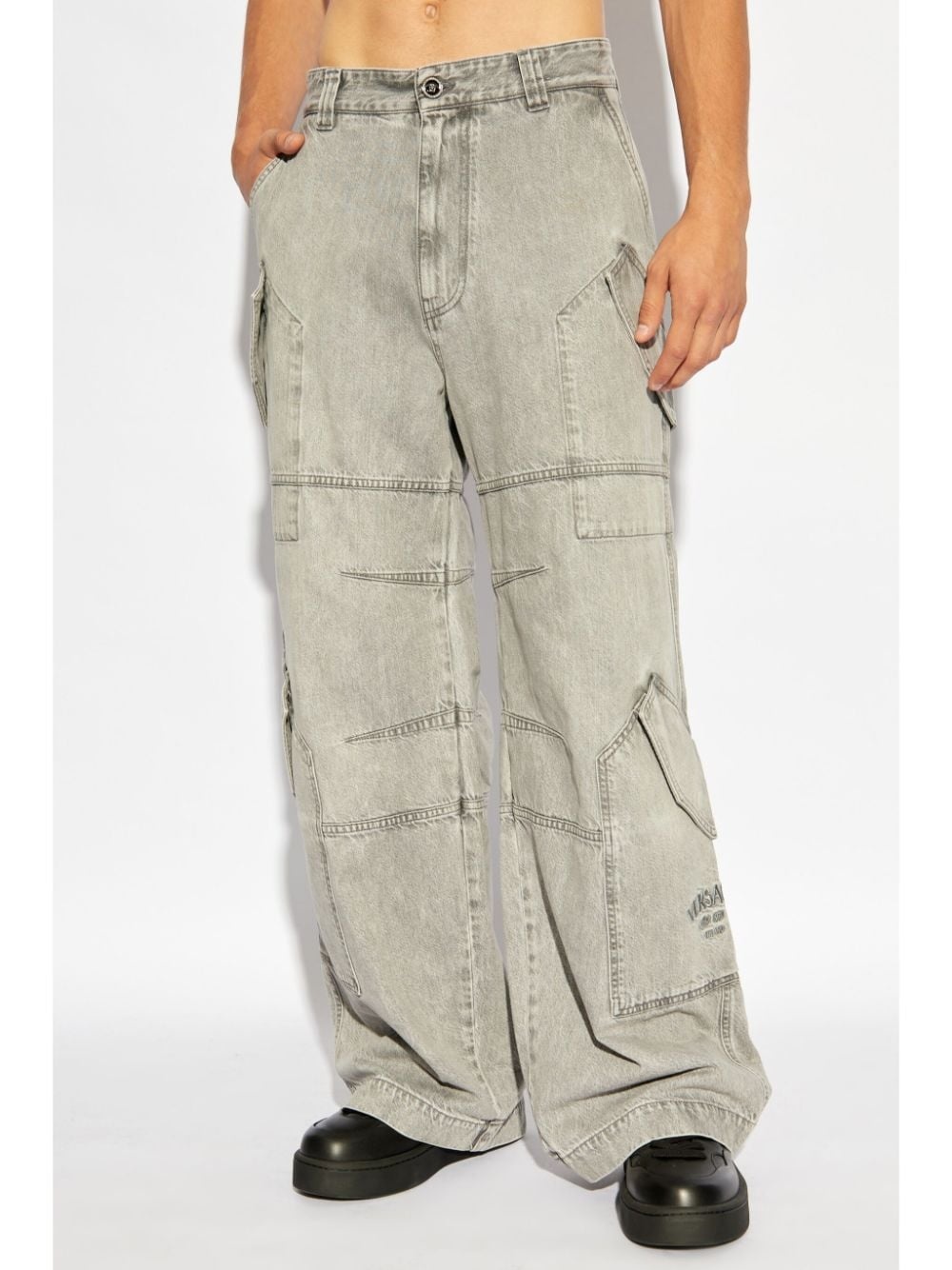 multi-pocket wide-leg jeans - 3