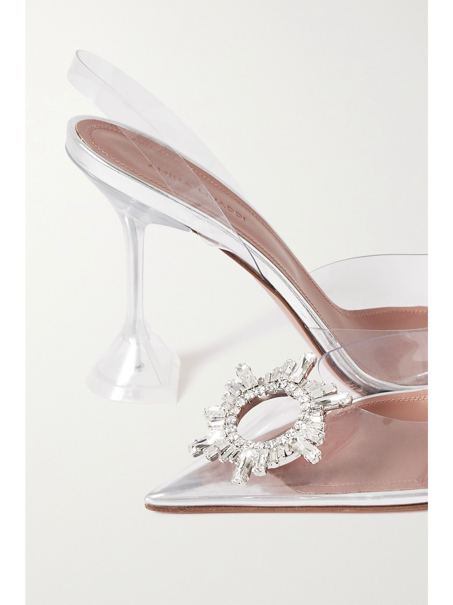 Begum crystal-embellished PVC slingback pumps Silver - 4