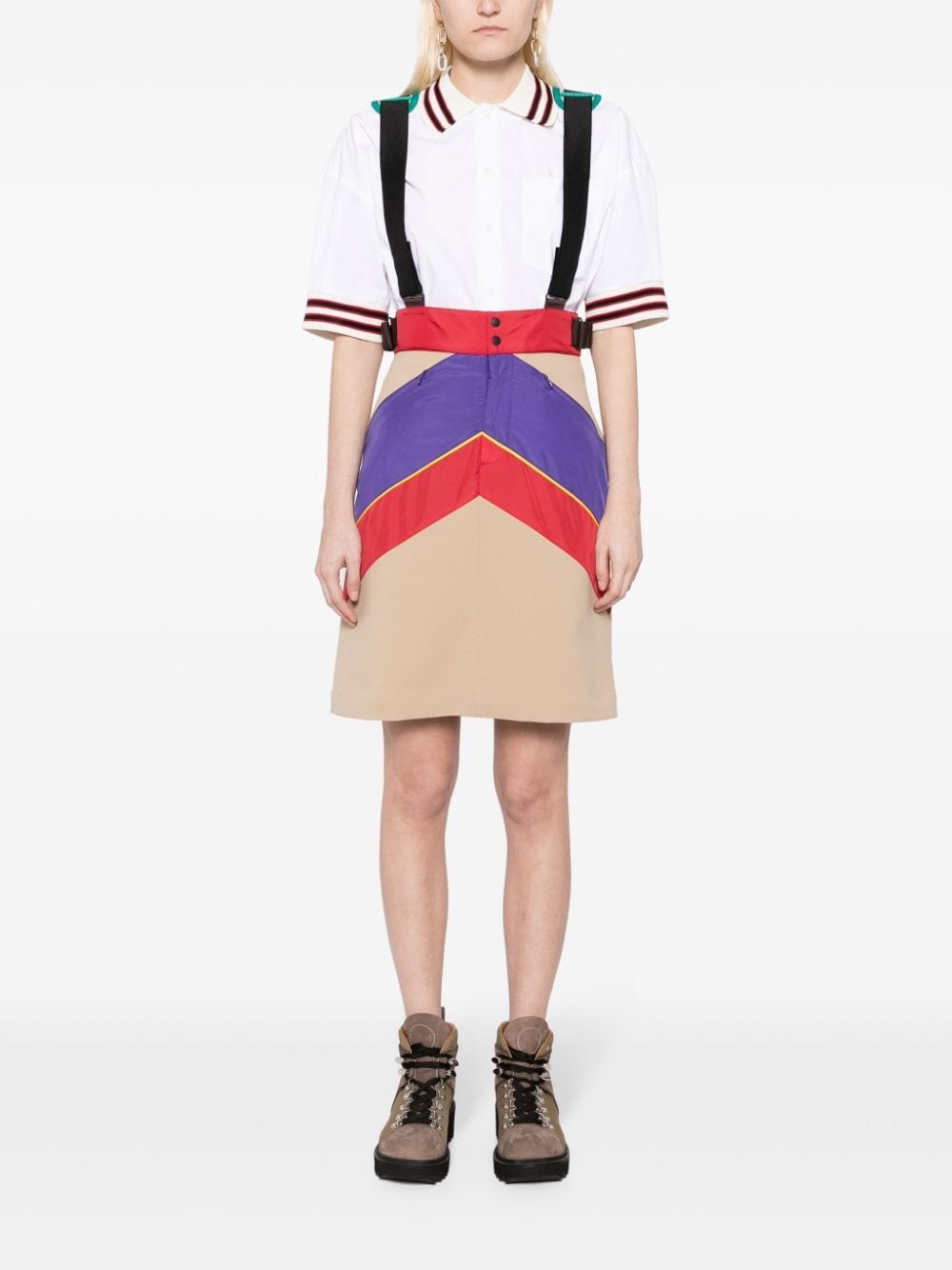 colour-block dungaree dress - 2