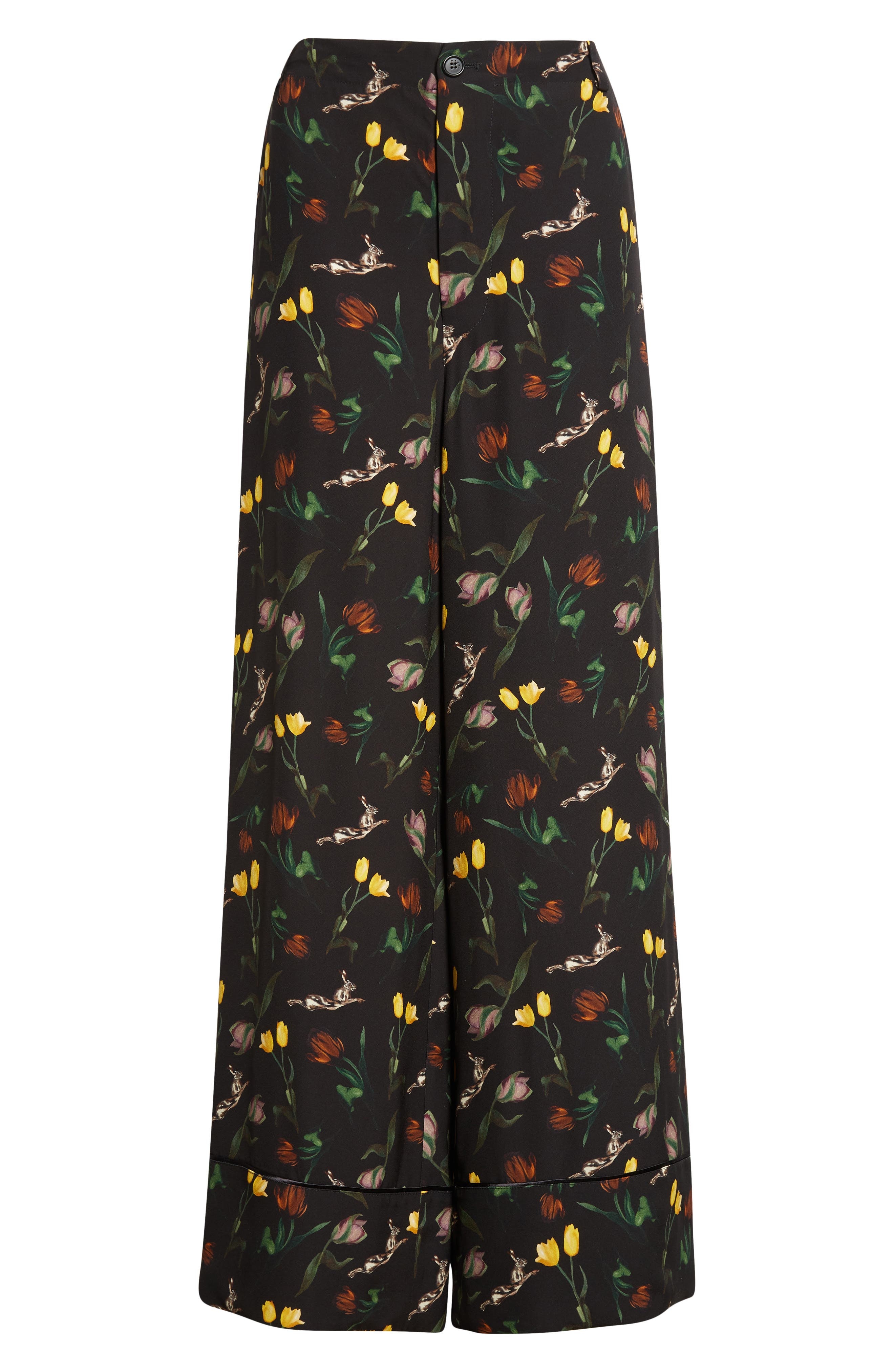 Marni Tulips & Hares Wide Leg Pajama Pants in Drn99 Black at Nordstrom - 6