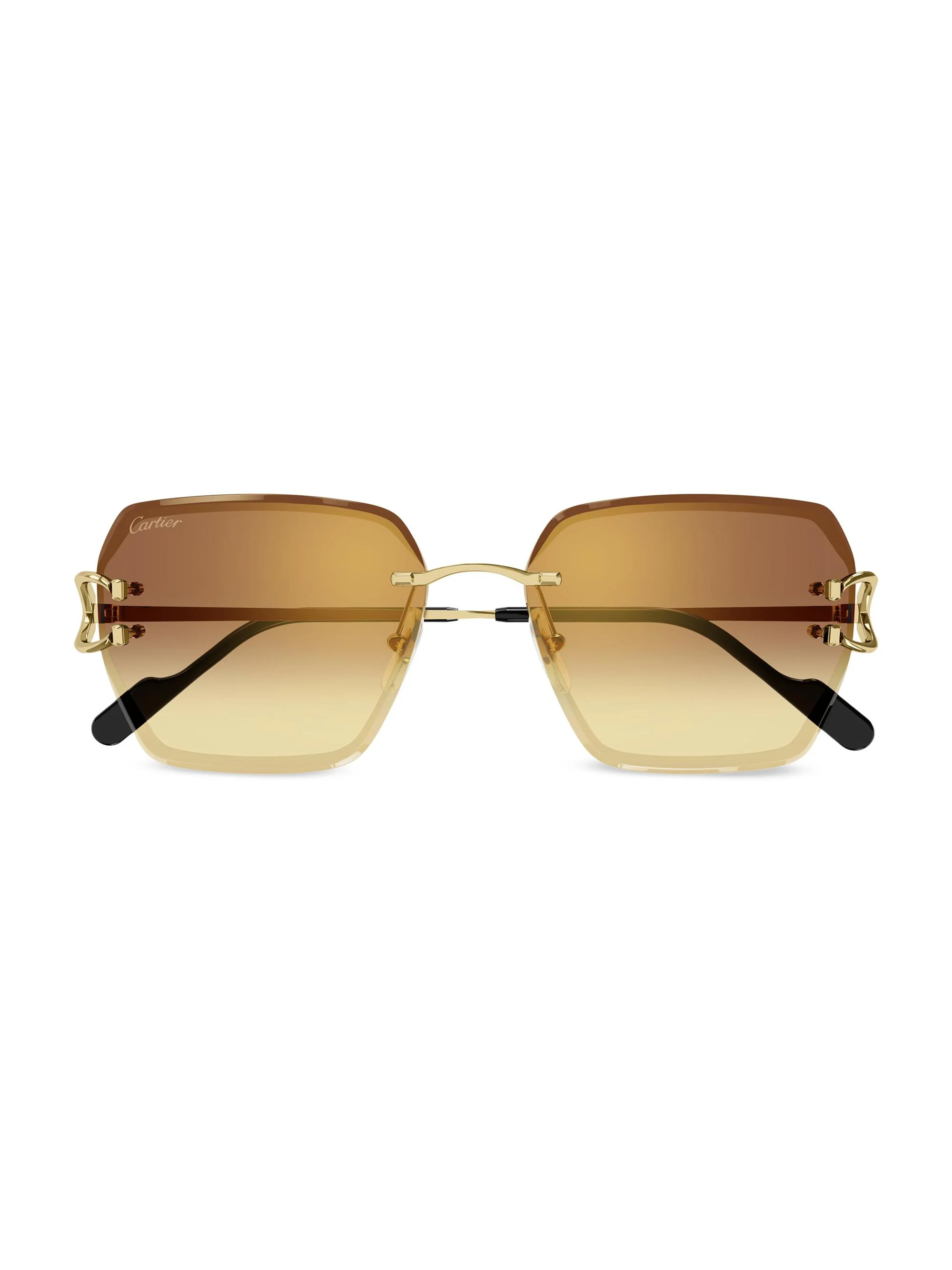Women's C Decor 58MM 24K-Gold-Plated Metal Rimless Butterfly Sunglasses - Gold Amber Gradient - 1