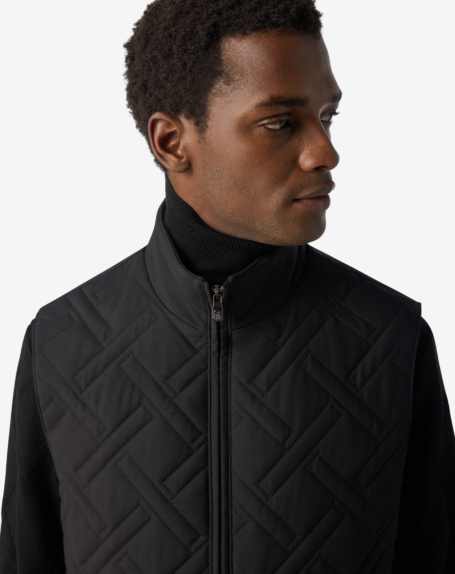 Black padded vest in technical fabric - 4