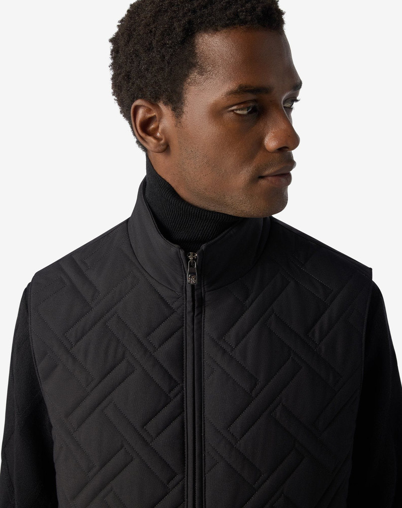 Black padded vest in technical fabric 4