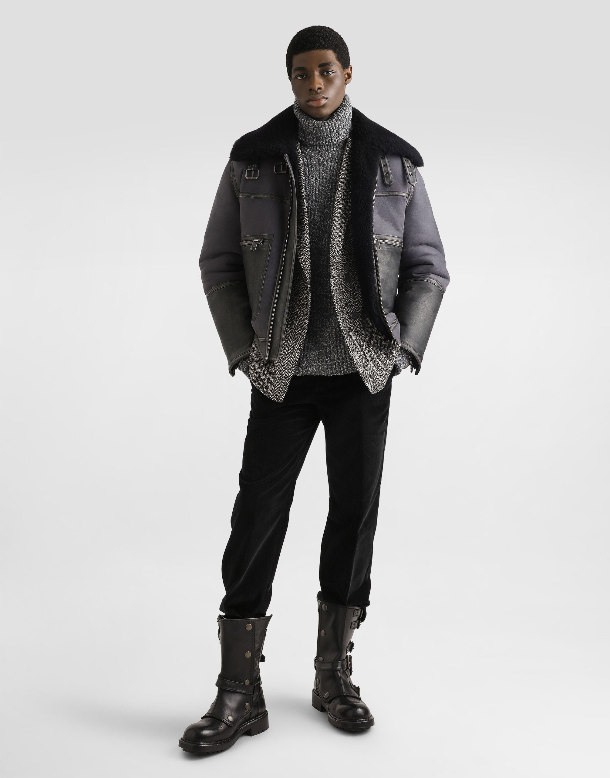 Double-breasted jacket in chevron wool - 2
