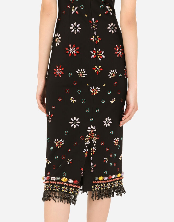 Jersey midi dress with multi-colored embroidery - 5