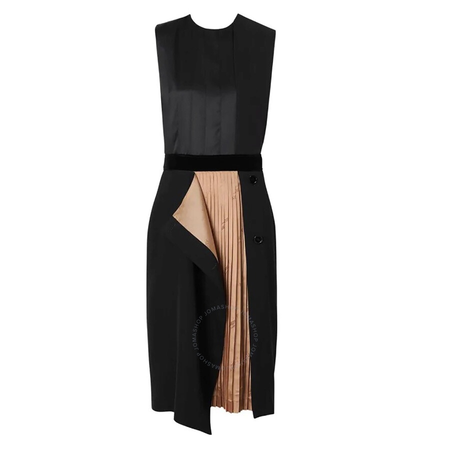 Burberry Black Silk And Wool Panel Detail Shift Dress - 2
