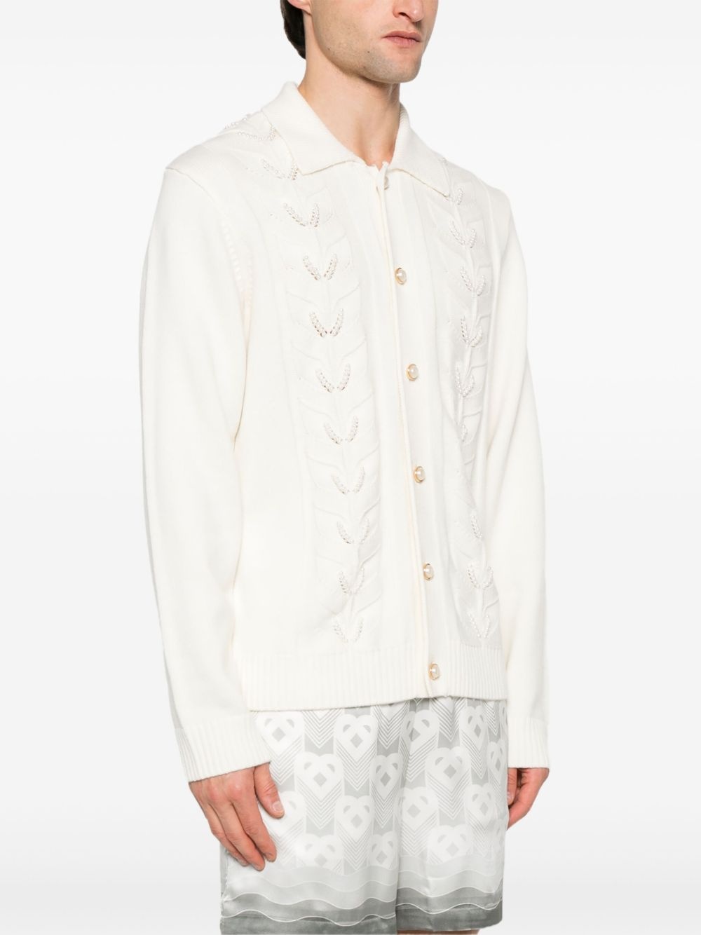 faux-pearl-embellished cardigan - 3