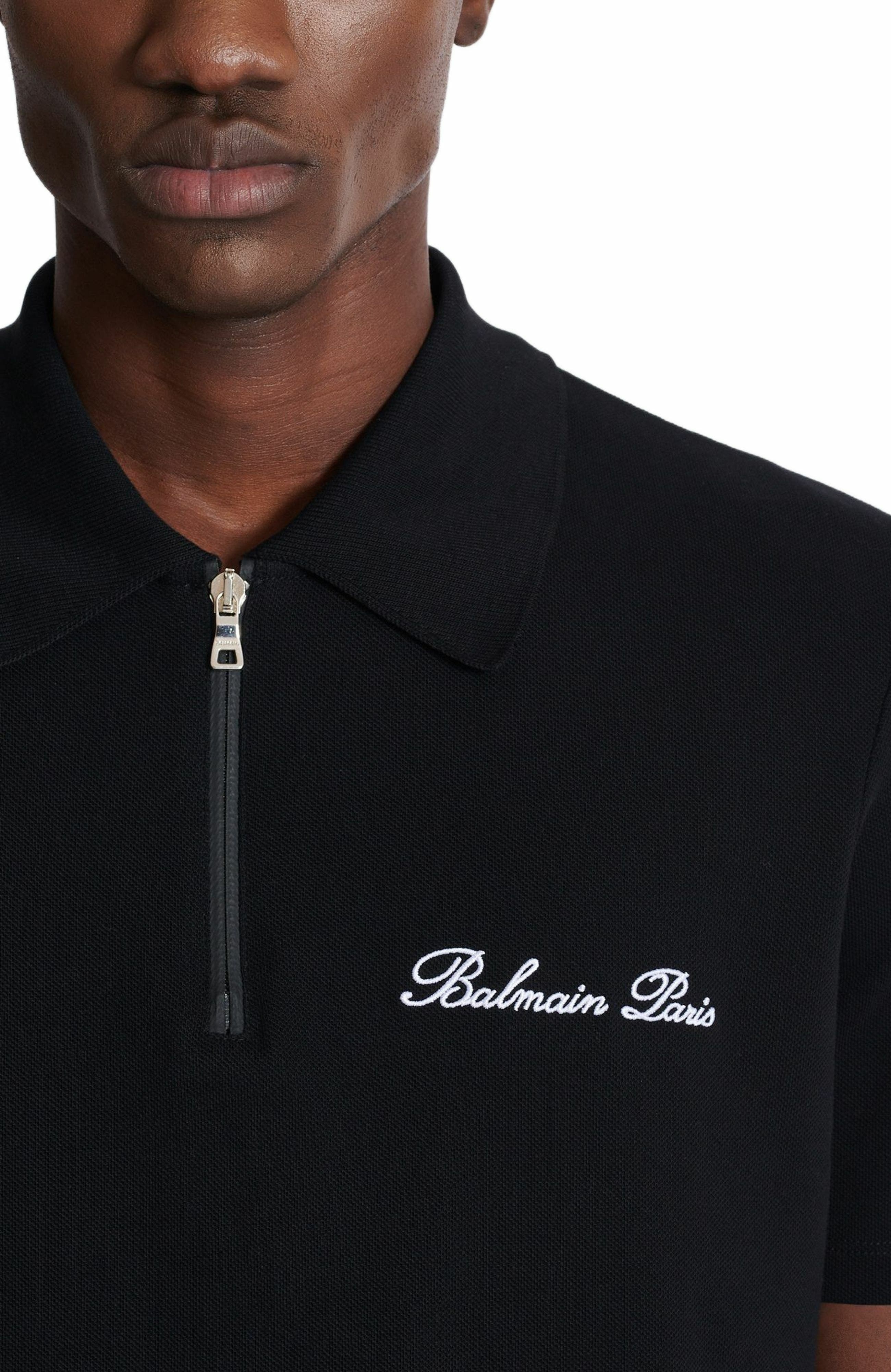 Balmain Short-sleeved polo shirt with embroidery in Black at Nordstrom - 6