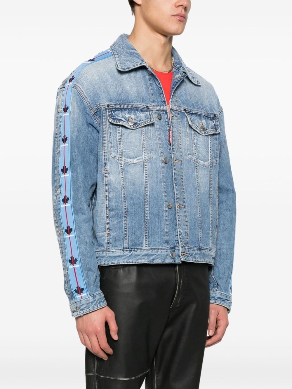Dan logo-panels denim jacket - 3