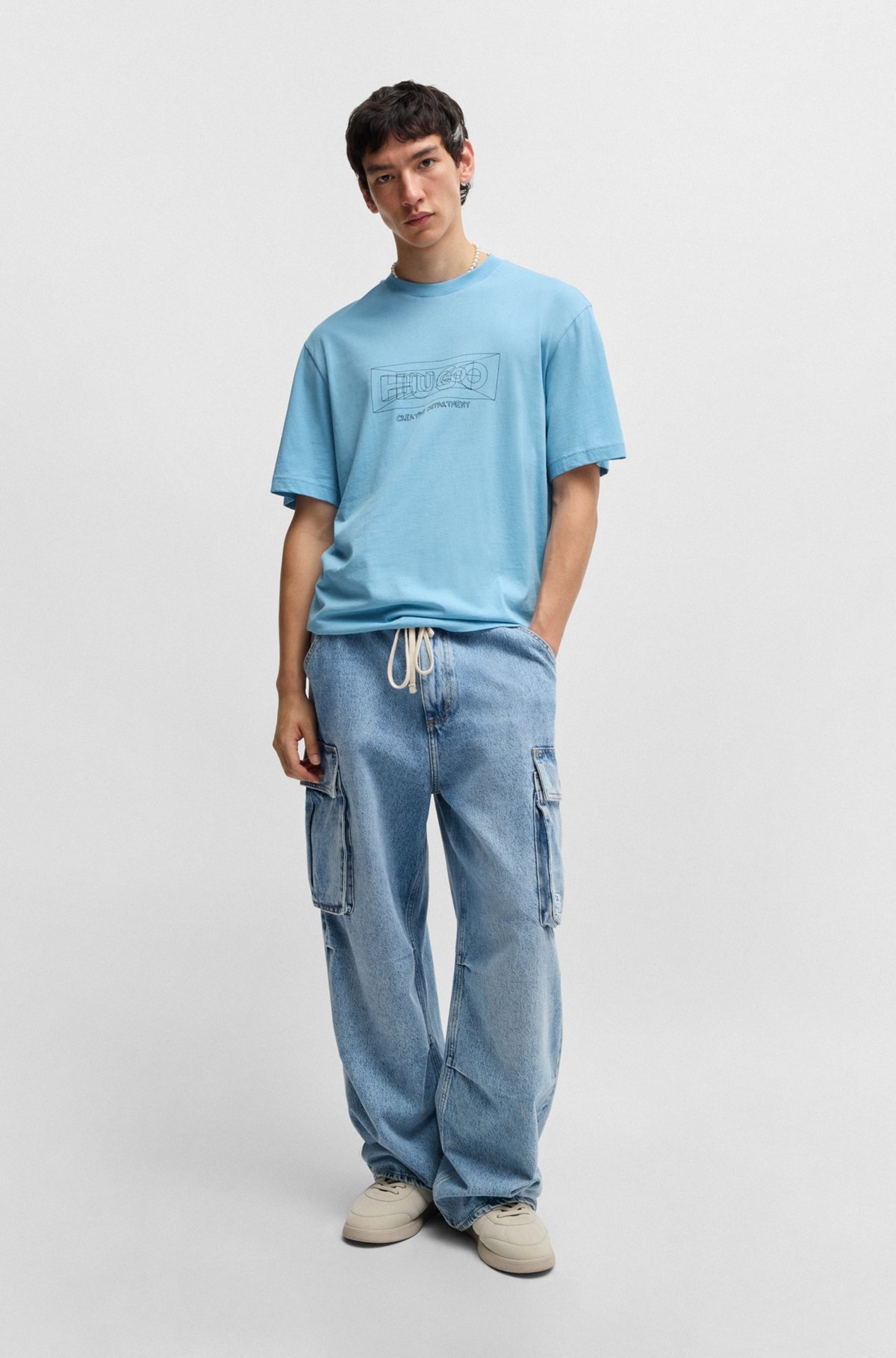 REGULAR-FIT T-SHIRT IN COTTON WITH GRAPHIC LOGOS - 4