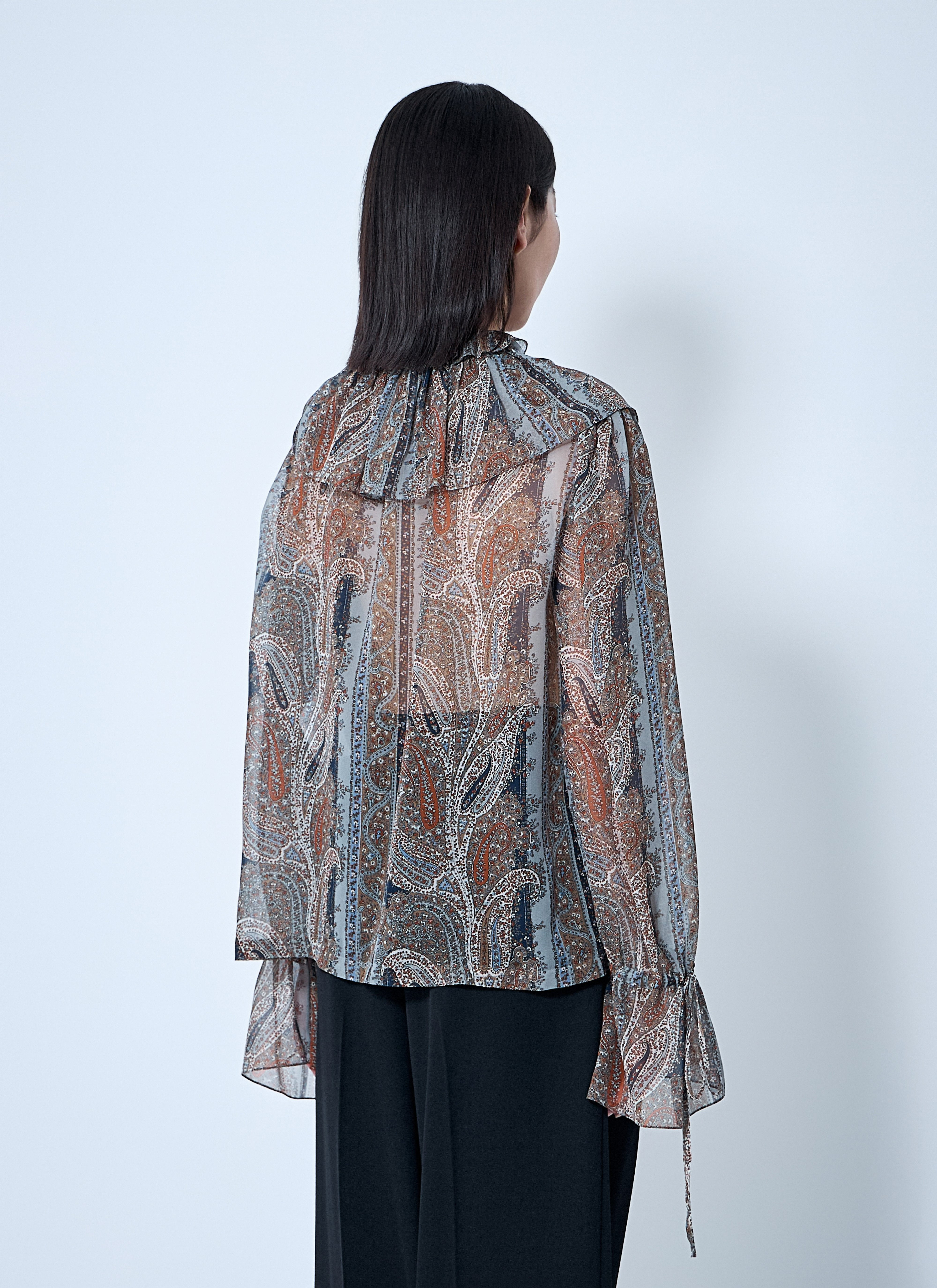 Saint Laurent Women Paisley Silk Georgette Blouse - 4