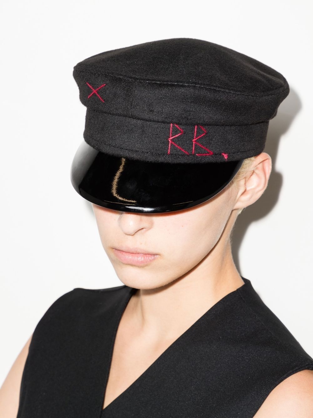 embroidered monogram baker boy hat - 2