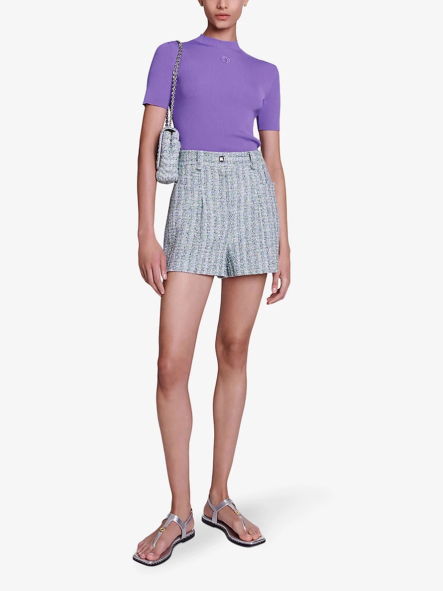 Patch-pocket regular-fit tweed shorts - 2