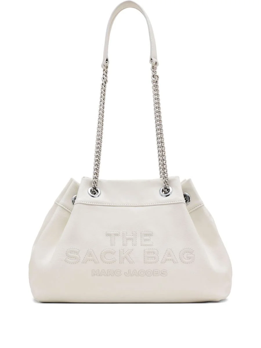 Marc Jacobs 'The Leather Chain Sack Bag' Shoulder Bag In White Leather - 1