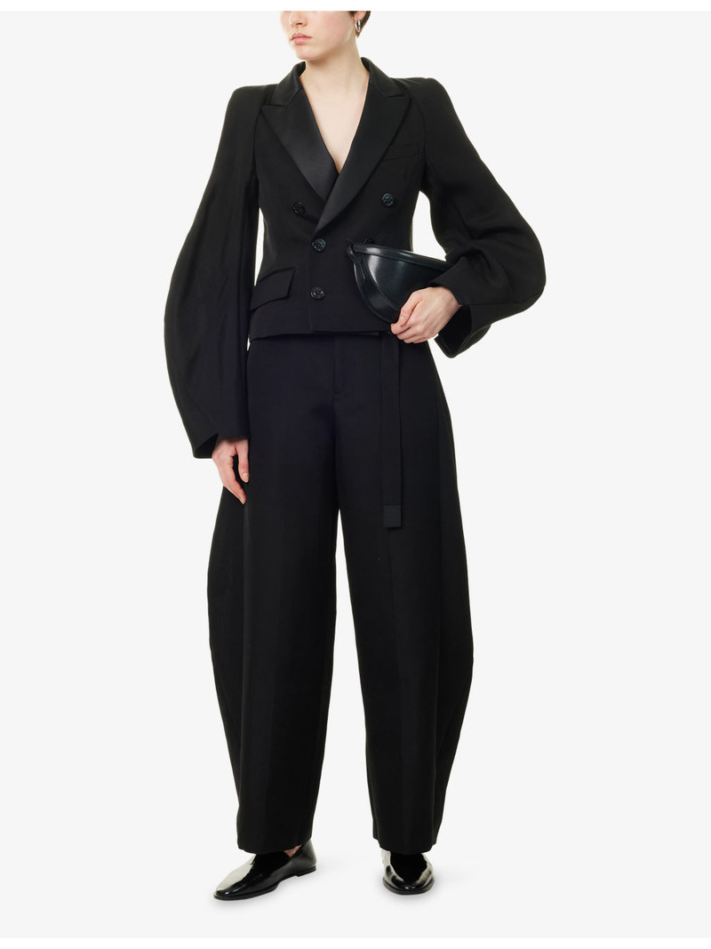 sacai Belted Wide-Leg Silk And Cotton Trousers outlook