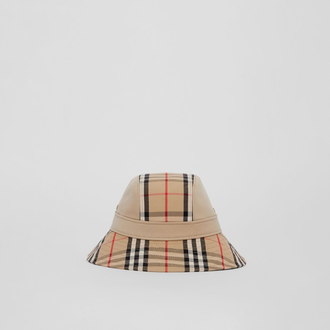 Vintage Check Panel Cotton Gabardine Bucket Hat - 1