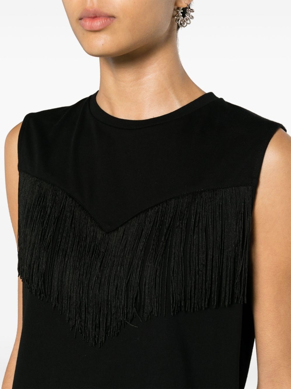 fringed cotton tank top - 5