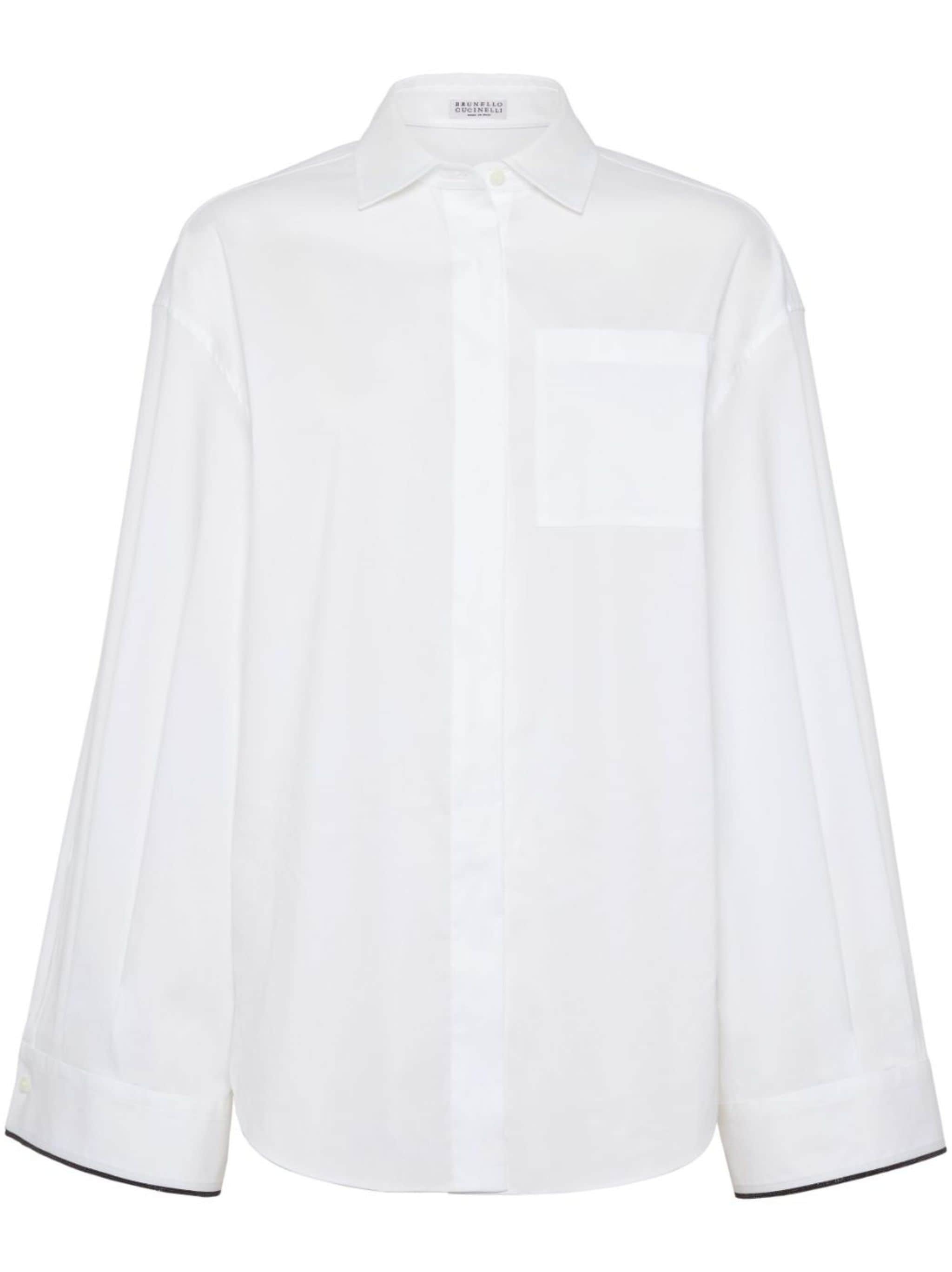 contrast-border poplin shirt - 1