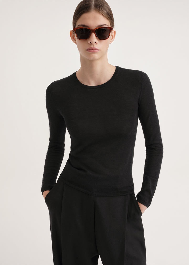 Thin cashmere top black - 4